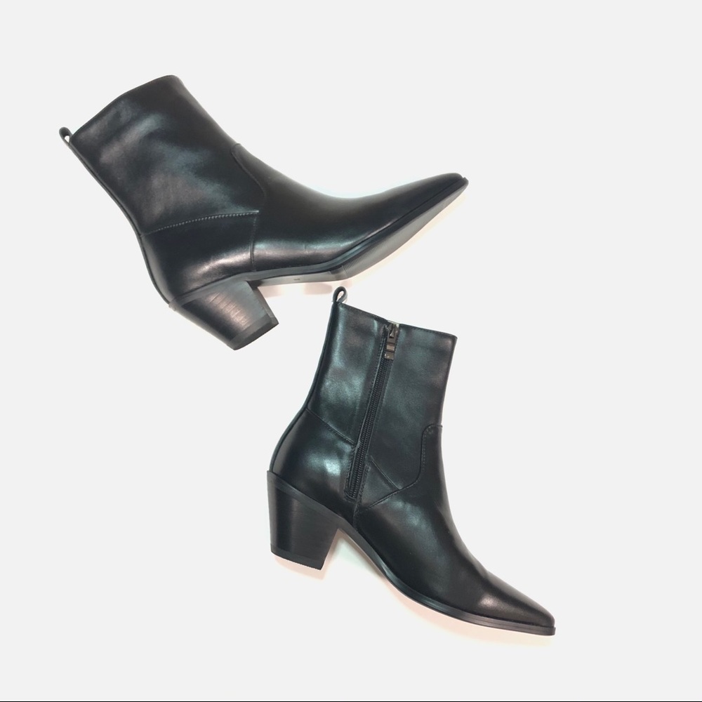 MAXX Moda Black Leather Fall Ankle Bootie Boot
